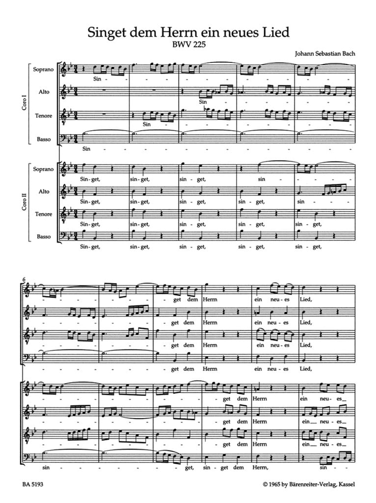 Motetten BWV225-230 Chorpartitur
